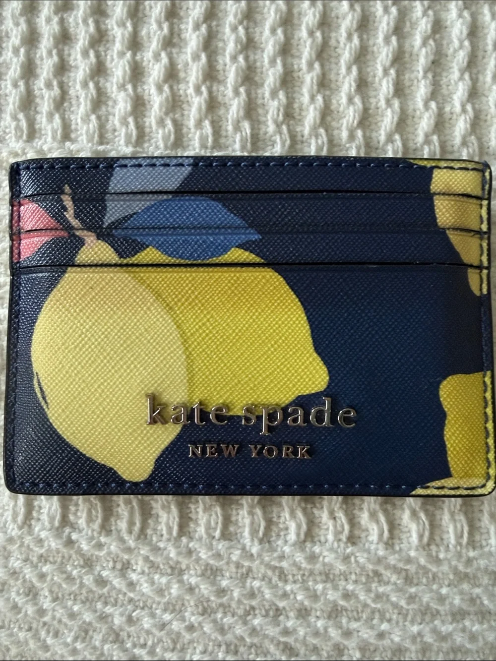 kate spade Navy and Yellow Lemon Card Holder